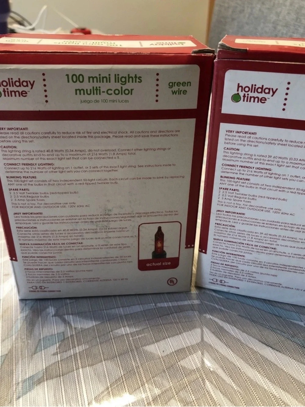 Lot Of 2 Holiday Time Mini Lights , Multi color String Light Set - NEW